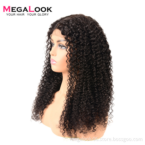 Free Shipping Discounts Natural Color 4*4 210% Density Brazilian Kinky Curly Human Hair Lace Closure Wig
